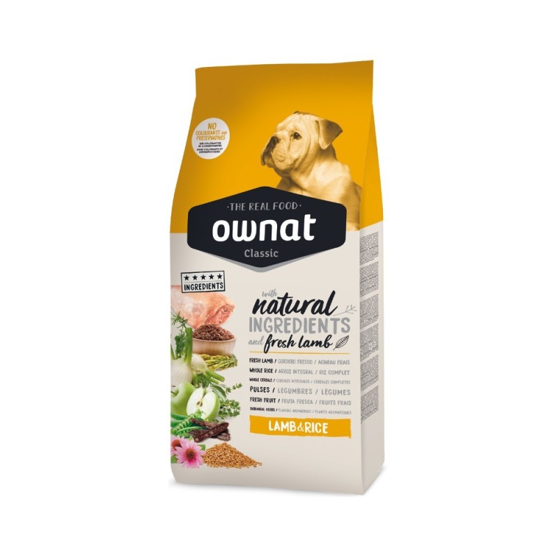 Croquettes pour chiens Classic Lamb & Rice Ownat 20kg - LeTraqueur.fr