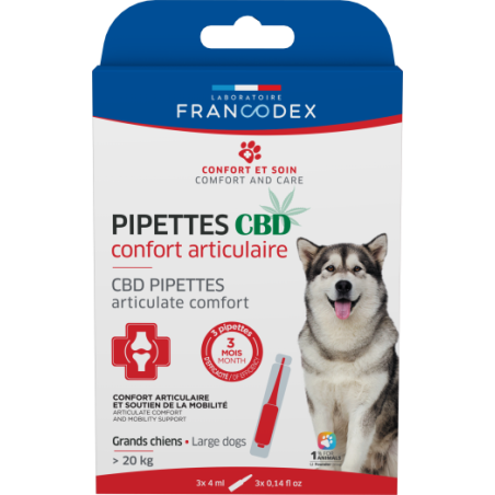 Pipettes CBD chiens + de 20kg Francodex - Letraqueur.fr