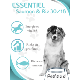 Croquettes Essentiel Saumon  Nature Dog 30/18 Low Grain 15kg