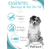 Croquettes Essentiel Saumon  Nature Dog 30/18 Low Grain 15kg