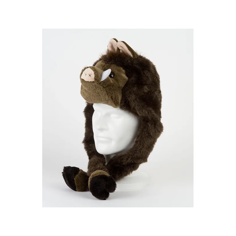 Bonnet sanglier peluche - Taille Adulte Bonnet sanglier peluche - Taille Adulte