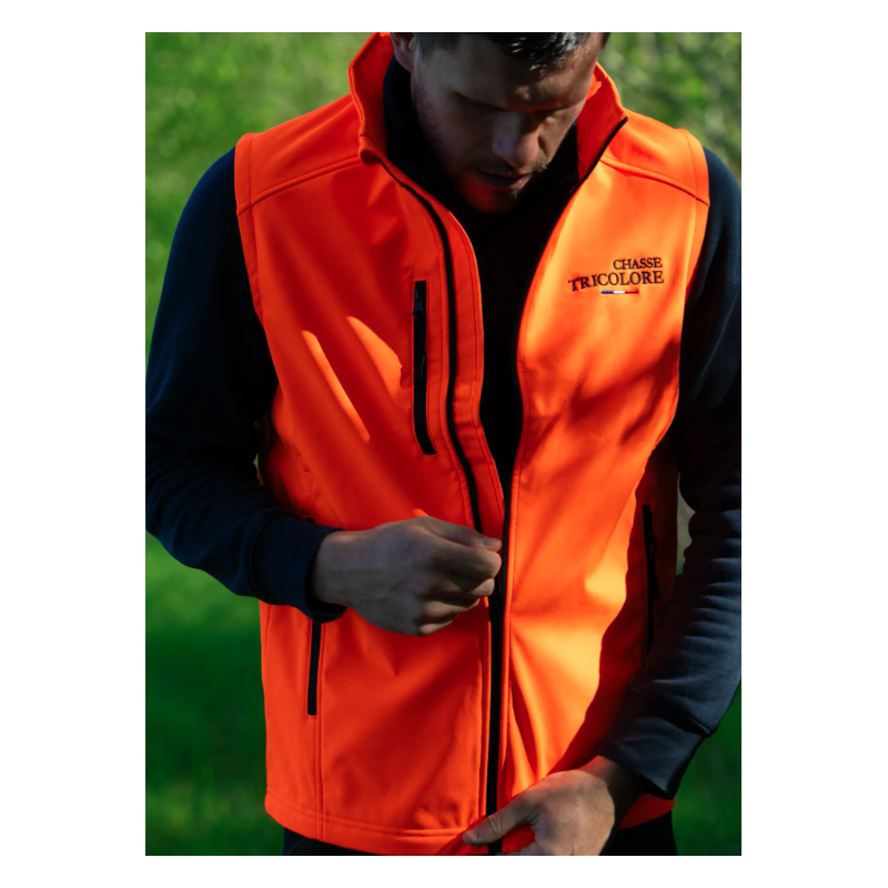 Softshell Sans Manche Chasse Tricolore Orange