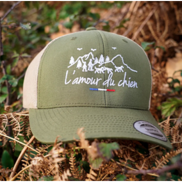 Casquette kaki chasse tricolore amour du chien