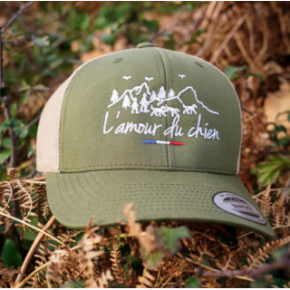 Casquette kaki chasse tricolore amour du chien