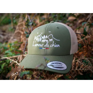 Casquette kaki chasse tricolore amour du chien