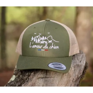 Casquette kaki chasse tricolore amour du chien