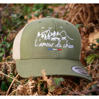 Casquette kaki chasse tricolore amour du chien