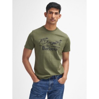 Tee-Shirt Field Dog Graphic Olive Barbour