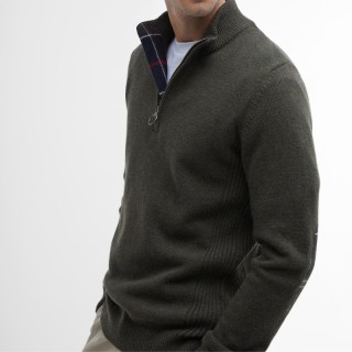 Sweat Holden Half Zip Knitted Jumper Olive Barbour