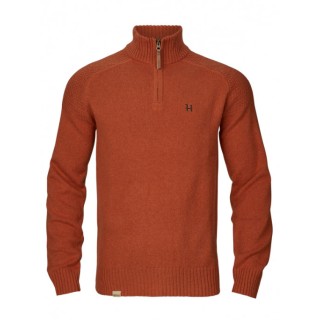 Pull HARKILA Vincent Merino Demi-zippé Bombay Brown 