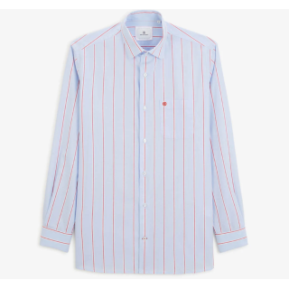 Chemise Serge Blanco manches longues rayée en coton oxford bleu ciel