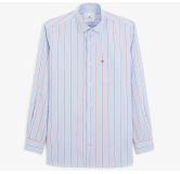 Chemise Serge Blanco manches longues rayée en coton oxford bleu ciel