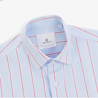 Chemise Serge Blanco manches longues rayée en coton oxford bleu ciel