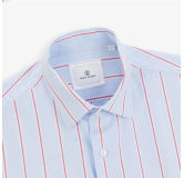 Chemise Serge Blanco manches longues rayée en coton oxford bleu ciel