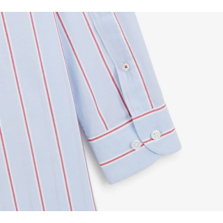 Chemise Serge Blanco manches longues rayée en coton oxford bleu ciel