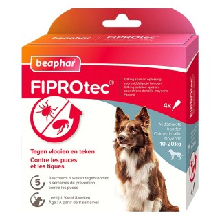 FIPROTEC, Spot on au Fipronil chien moyen (10-20 kg)- 4 x 1,34 ml