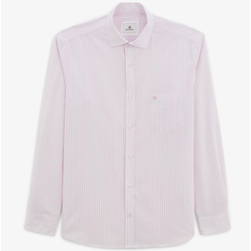 Chemise manches longues à rayures serge blanco rose lilas