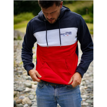 SWEAT à capuche CHASSE TRICOLORE UNISEXE