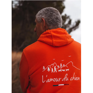 SWEAT ORANGE L'AMOUR DU CHIEN Chasse tricolore