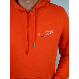 SWEAT ORANGE L'AMOUR DU CHIEN Chasse tricolore