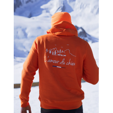 SWEAT ORANGE L'AMOUR DU CHIEN Chasse tricolore