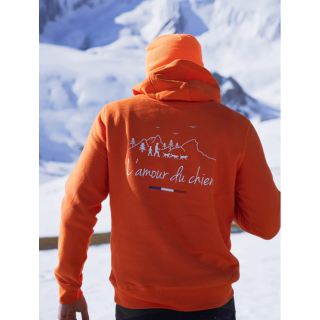 SWEAT ORANGE L'AMOUR DU CHIEN Chasse tricolore
