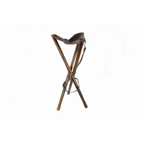 TREPIED HATIER 65CM PIEDS BOIS ASSISE CUIR MARRON AVEC BRETELLE TREPIED HATIER 65CM PIEDS BOIS ASSISE CUIR MARRON AVEC BRETELLE