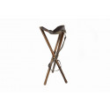 TREPIED HATIER 65CM PIEDS BOIS ASSISE CUIR MARRON AVEC BRETELLE