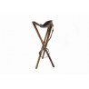 TREPIED HATIER 65CM PIEDS BOIS ASSISE CUIR MARRON AVEC BRETELLE